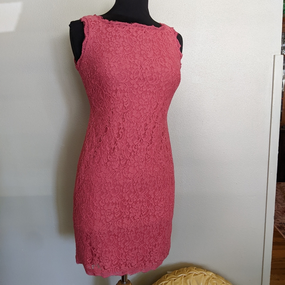 Adrianna Papell Pink Lace Mini Dress